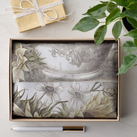 Rustige Sunflower Vase Paris Land Decoupage Tissuepapier (Geschenk)