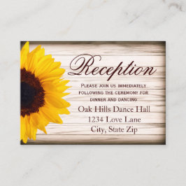 Rustige Sunflower Wedding Reception Enclosure Card Informatiekaartje