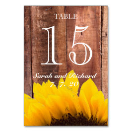 Rustige Sunflower Wedding Table Number Card Kaart