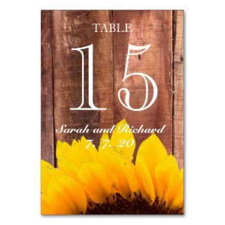 Rustige Sunflower Wedding Table Number Card Kaart