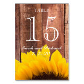 Rustige Sunflower Wedding Table Number Card Kaart (Achterkant)