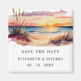 Rustige Sunset Beach Save the Date Magnet