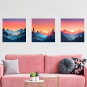 Rustige Sunset Mountain Art Set van 3 (Woonkamer)
