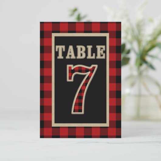 Rustige tabel nummer 7 met rode en zwarte buffels kaart (Staand voorkant)