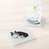Rustige tafel, kalme Corgi Glazen Onderzetter (Schuin)