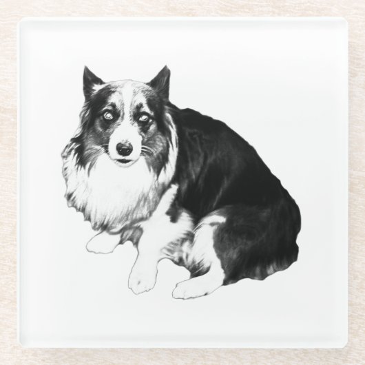 Rustige tafel, kalme Corgi Glazen Onderzetter (Voorkant)