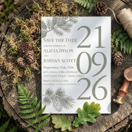 Rustige tak met groen van grove den 'Save the Date Kaart