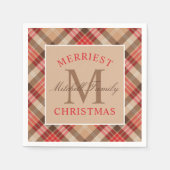 Rustige Tan Red Tartan met kerstmonogram Servetten (Voorkant)