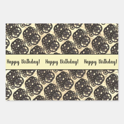 Rustige tandwielen stellen stoampunk op een gestee inpakpapier vel (Voorkant 2)