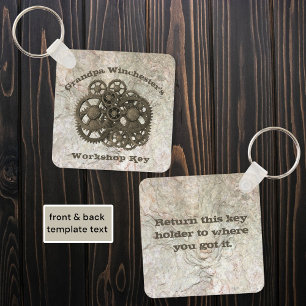 Rustige tandwielen stellen stoampunk op een gestee sleutelhanger