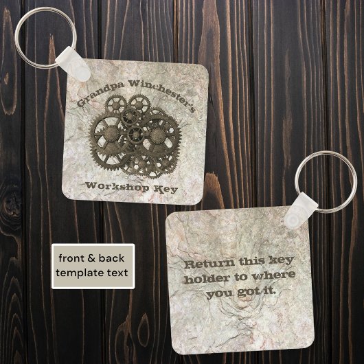 Rustige tandwielen stellen stoampunk op een gestee sleutelhanger