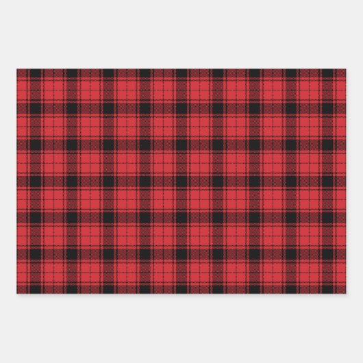 Rustige tartan-patroon van zwarte rode rode witte  inpakpapier vel (Voorkant)