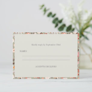 Rustige Taupe Bloem Boho Minimalistische Trouwreac RSVP Kaartje