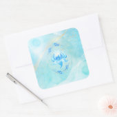 Rustige Teal Bloemblaadje Bloei Vierkante Sticker (Envelop)