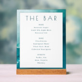 Rustige Teal Waterverf Bar Menu Acryl Bord (Neutraal)