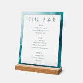 Rustige Teal Waterverf Bar Menu Acryl Bord (Hoek)