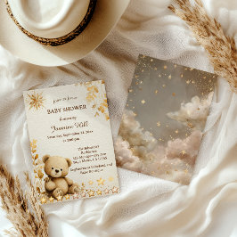 Rustige Teddybeer-babyshower ouden sterren Kaart