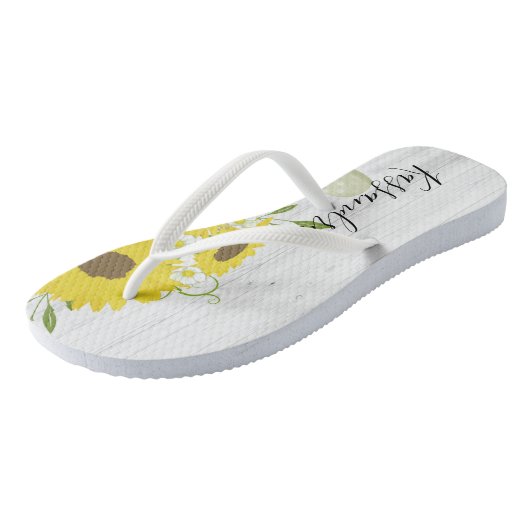 Rustige Teenslippers van zonnebloemen (Schuin)