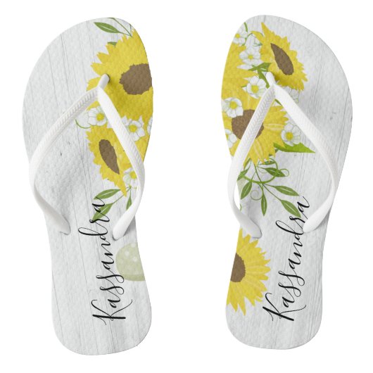 Rustige Teenslippers van zonnebloemen (Voetbed)