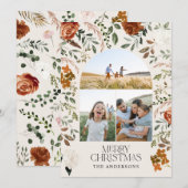 Rustige terracotta 3 foto botanische elegantaarns feestdagenkaart (Voorkant / Achterkant)