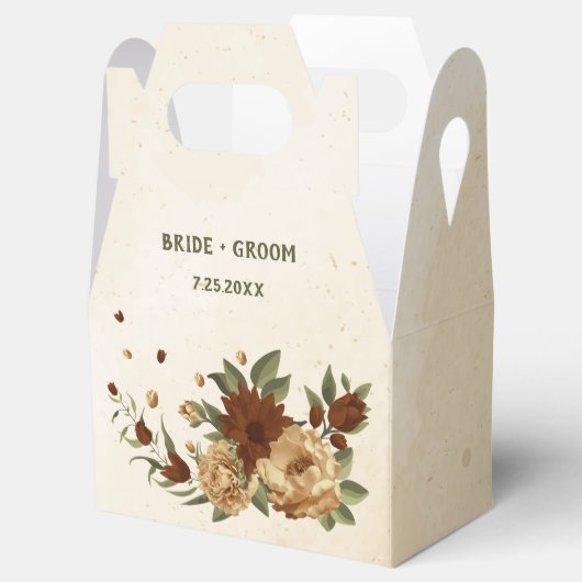 rustige terracotta floral bruiloft bedankdoosjes (Geopend)