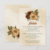 rustige terracotta floral bruiloft informatiekaartje (Voorkant / Achterkant)