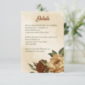 rustige terracotta floral bruiloft informatiekaartje (Staand voorkant)