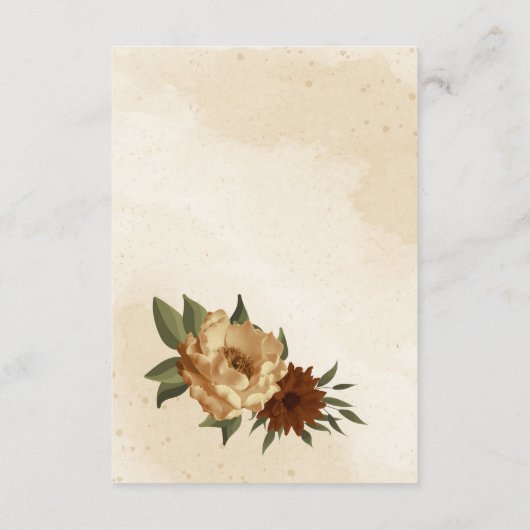 rustige terracotta floral bruiloft informatiekaartje (Achterkant)