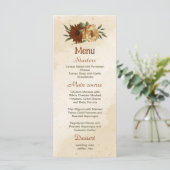 rustige terracotta floral bruiloft menu (Staand voorkant)