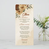 rustige terracotta floral bruiloft menu (Staand voorkant)
