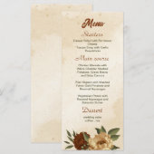 rustige terracotta floral bruiloft menu (Voorkant / Achterkant)
