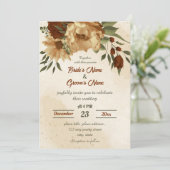 rustige terracotta florale botanische bruiloft kaart (Staand voorkant)