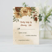 rustige terracotta florale botanische bruiloft RSVP kaartje (Staand voorkant)