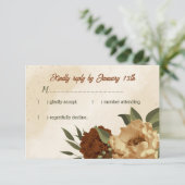 rustige terracotta florale botanische bruiloft RSVP kaartje (Staand voorkant)