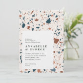 Rustige terrazzotypografie modern teracotta blauw (Staand voorkant)