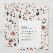 Rustige terrazzotypografie modern teracotta blauw (Voorkant / Achterkant)