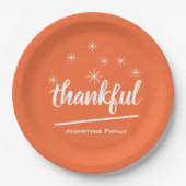 Rustige Thanksgiving Aangepaste naam Thankful Cute Papieren Bordje (Voorkant)