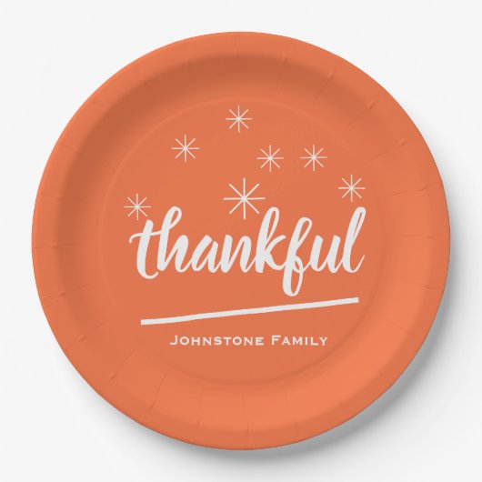 Rustige Thanksgiving Aangepaste naam Thankful Cute Papieren Bordje (Voorkant)