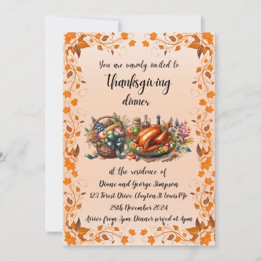 Rustige Thanksgiving Binnenuitnodiging Kaart (Voorkant)