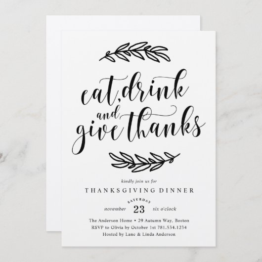 Rustige Thanksgiving Binnenuitnodiging Kaart (Voorkant / Achterkant)