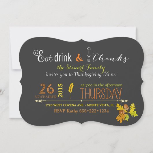 Rustige Thanksgiving-diner herfst krijtbord Kaart (Voorkant)