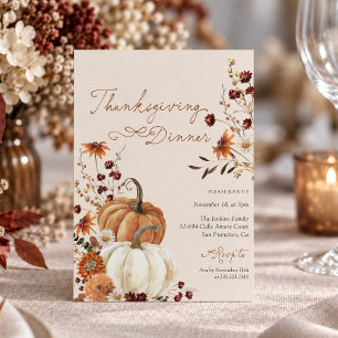 Rustige Thanksgiving-diner Pompoen Bloemstuk Kaart