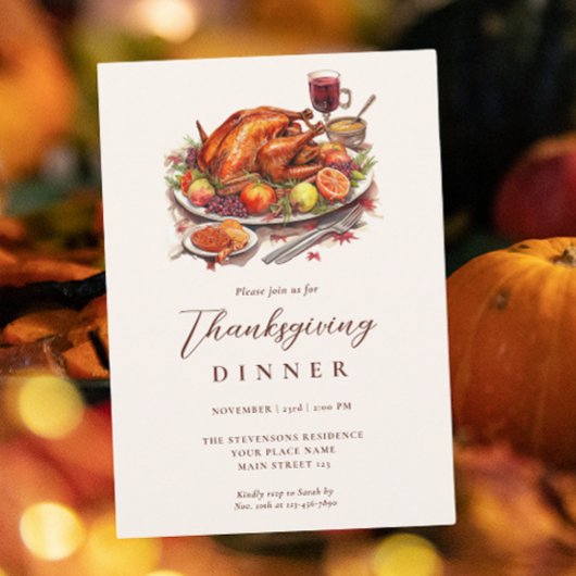 Rustige Thanksgiving-dinerkalkoen Kaart