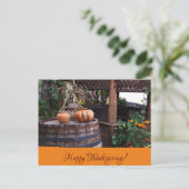 Rustige Thanksgiving foto oranje roze briefkaart (Staand voorkant)