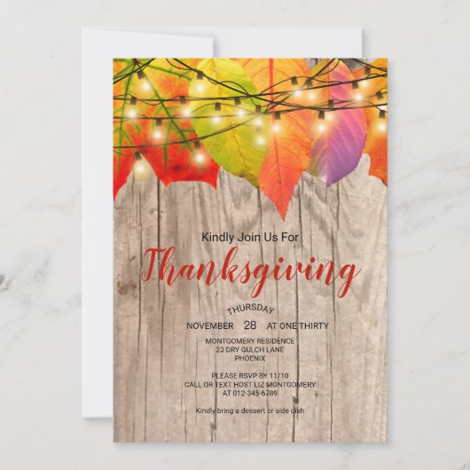 Rustige Thanksgiving in het najaar van de herfst v Kaart (Voorkant)