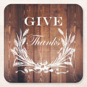 rustige thanksgiving krans schuur hout dank je kartonnen onderzetters