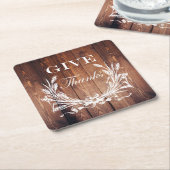 rustige Thanksgiving met schuurhout geeft bedankt Kartonnen Onderzetters (Schuin)