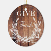 rustige Thanksgiving met schuurhout geeft bedankt Keramisch Ornament (Links)