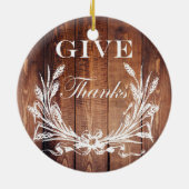 rustige Thanksgiving met schuurhout geeft bedankt Keramisch Ornament (Achterkant)