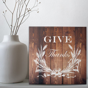 rustige Thanksgiving met schuurhout geeft bedankt Tegeltje